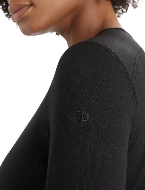 Women's Merino 200 Oasis Long Sleeve Crewe Thermal Top Black