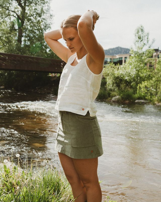Safari Linen Top Womens Apricot
