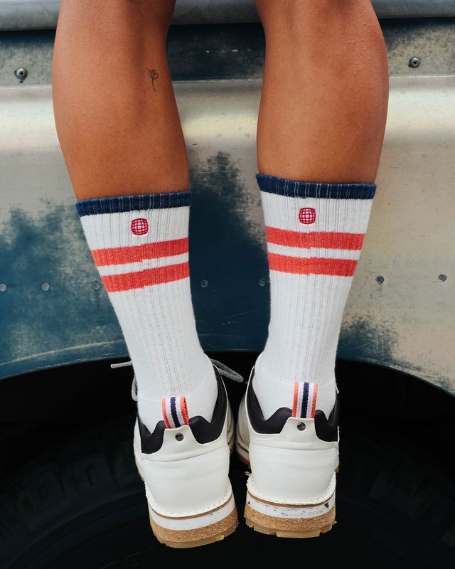 Oslo Crew Socks White/Apricot