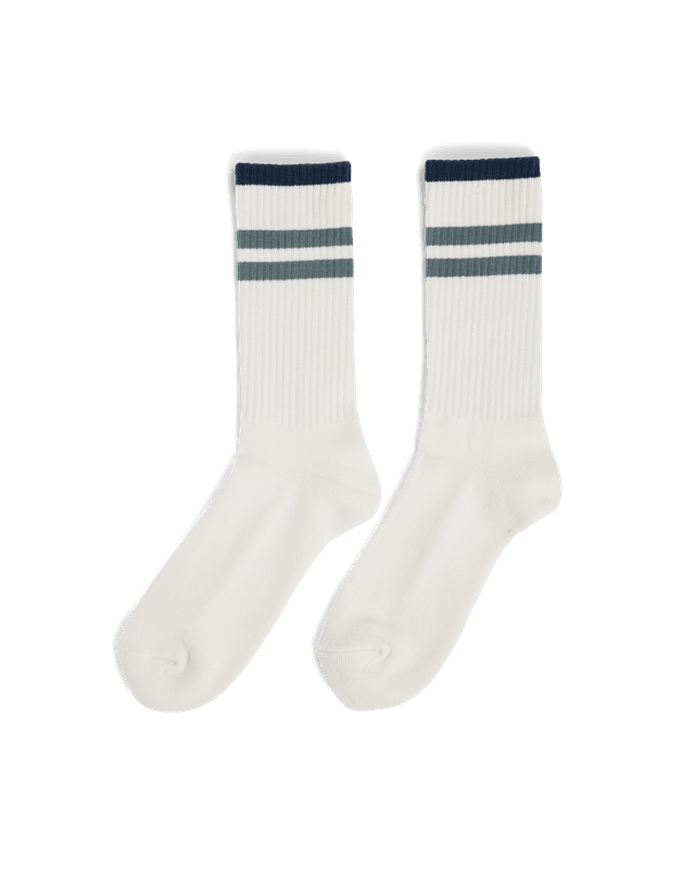 Oslo Crew Socks White/Stormy Blue