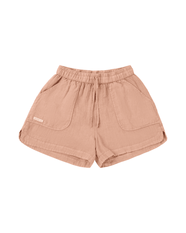 Safari Linen Shorts Womens Apricot