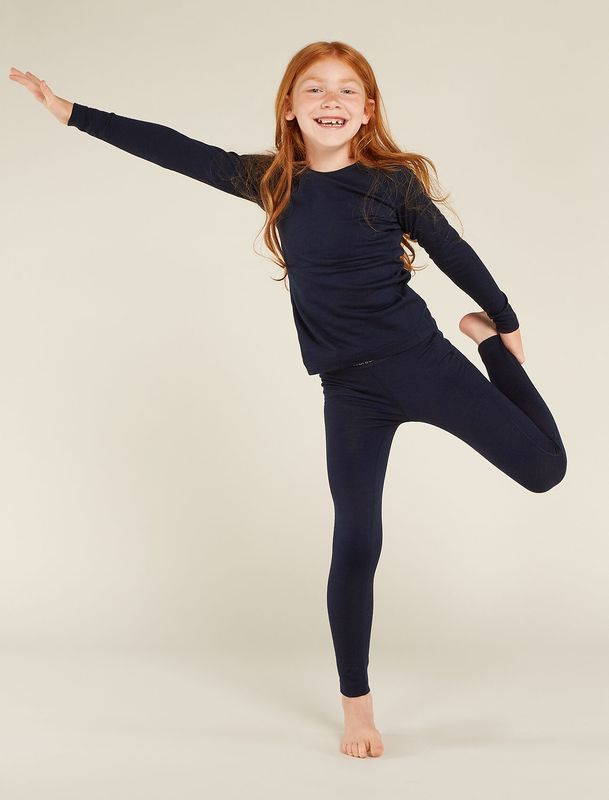 Icebreaker Kids' Merino 200 Oasis LS Crewe Thermal Top Midnight 