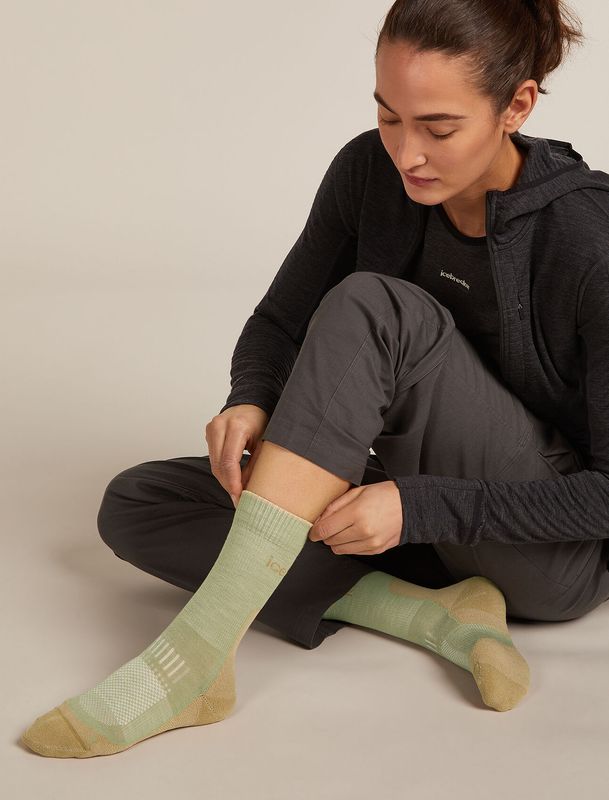  Women's Merino Hike+ Light Crew Socks Lichen Sand