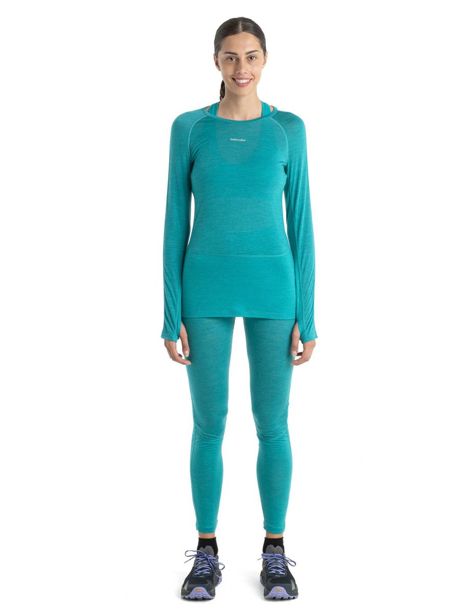Icebreaker W´s 125 Zoneknit LS Crewe Flux Green